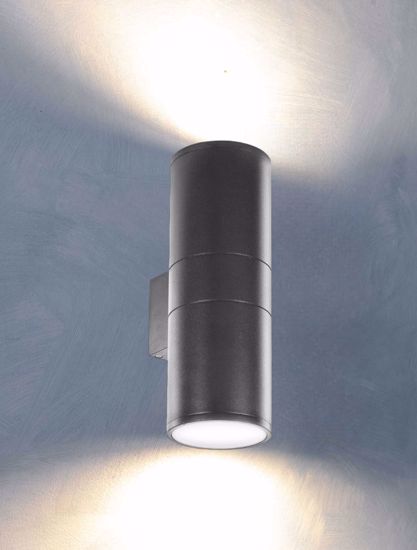 Gun ap2 big applique da esterno cilindro antracite luce sopra sotto ideal lux