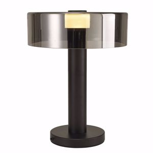 Lampada da tavolo design moderna nero vetro fume gu10 led