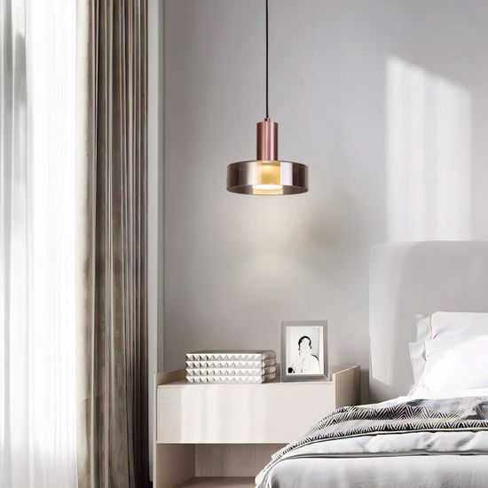 Lampada a sospensione design moderno oro rosa per comodini camera da letto