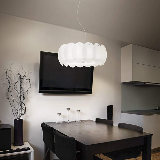 Ovalino sp5 lampadario per cucina moderna vetri bianco satinato ideal lux