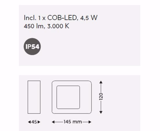 Applique da esterno antracite doppia luce moderna led cob 4,5w 3000k ip54