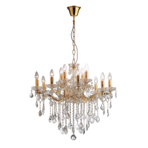Florian sp12 ideal lux lampadario da salone classico 12 bracci cristallo e metallo oro