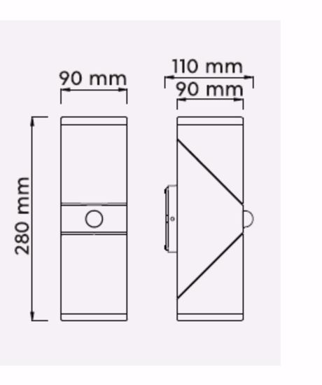 Applique da esterno luci orientabili led 14w 3000k squadrata antracite sentore di movimento ip54