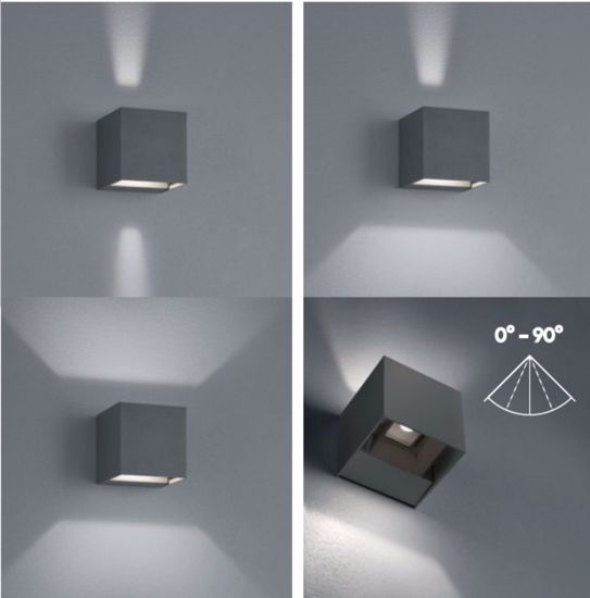 Applique cubo da esterno antracite moderna led 6w 3000k ip54