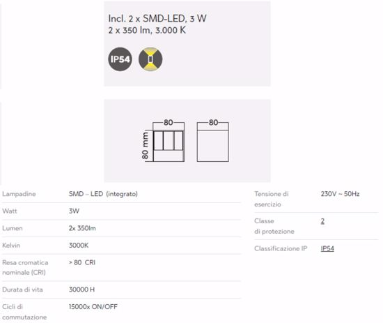 Applique cubo da esterno antracite moderna led 6w 3000k ip54