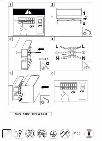 Applique da esterno rettangolare moderna antracite led 9w 3000k ip65