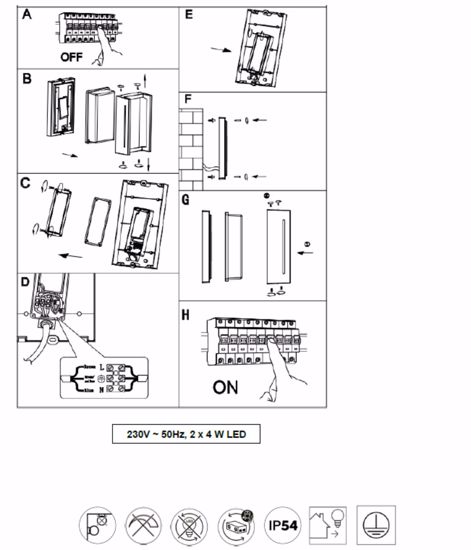 Applique da esterno balcone rettangolare antracite led 8w 3000k ip54