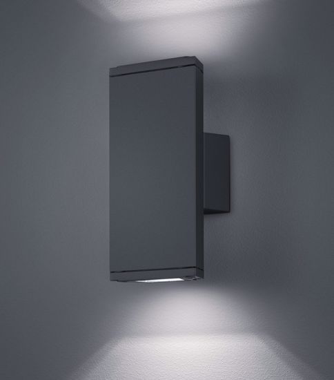 Applique da esterno doppia luce 6w 3000k ip54 moderna antracite