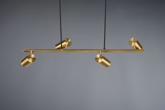 Lamnpadario a sospensione per cucina oro ottone con 4 faretti luci orientabili