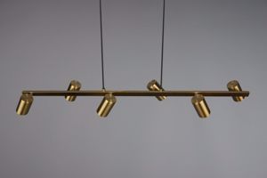 Lampadario per tavolo da soggiorno 6 luci faretti oro ottone orientabili