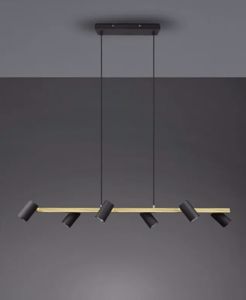Lampadario per tavolo da soggiorno oro con 6 luci faretti orientabili neri