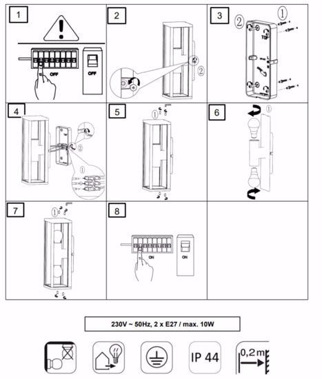 Applique due luci per esterno rettangolare antracite ip44