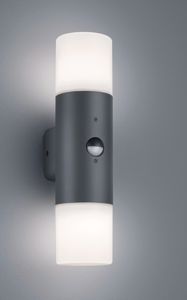 Applique due luci per balcone antracite sensore di movimento ip44