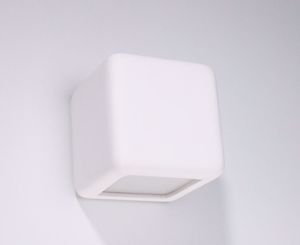 Lampada cubo applique gesso bianco pitturabile luce sopra sotto
