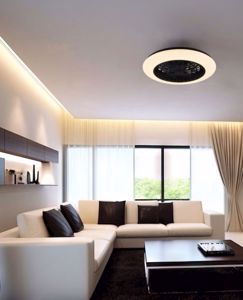 Ventilatore a plafoniera nero per soggiorno design moderno con telecomando