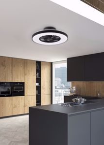Ventilatore a plafoniera design moderna nero con telecomando per cucina