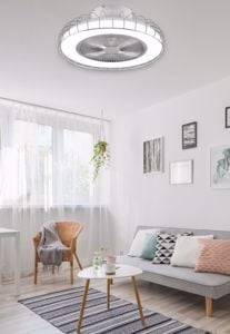 Ventilatore silenzioso da soffitto plafoniera bianco comandi app e telecomando per soggiorno