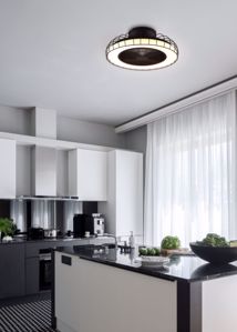 Ventilatore planiera da soffitto nero moderno per cucina comando app e telecomando