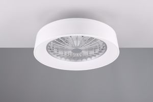 Ventilatore da soffitto plafoniera circolare tessuto bianco con telecomando