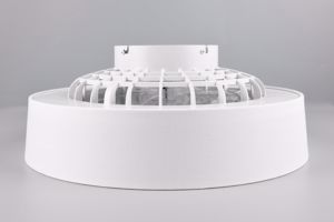 Ventilatore da soffitto plafoniera circolare tessuto bianco con telecomando