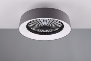 Ventilatore silenzioso rotondo da soffitto plafoniera tessuto grigio moderna con telecomando