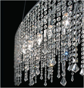 Rain pl3  plafoniera camera da letto ovale cromo cristalli trasparenti molati ideal lux