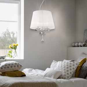 Pegaso sp3 lampadario per camera da letto paralume di tessuto con cristalli ideal lux