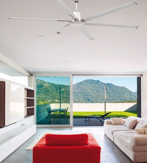 Ventilatore grigio da soffitto a pale con telecomando per ambienti oltre 18mq