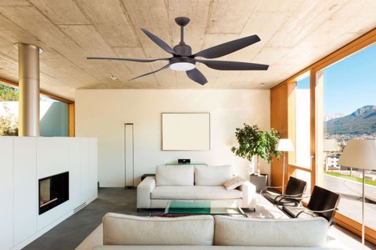 Grande ventilatore silenzioso a soffitto marrone con luce e telecomando