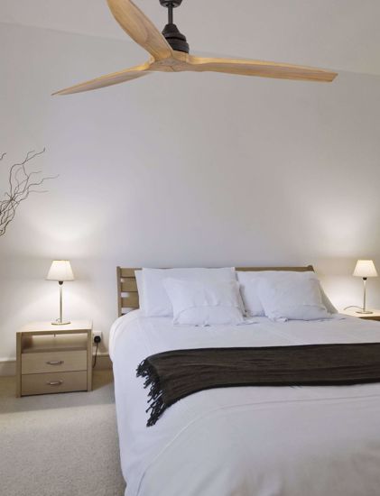 Ventilatore silenzioso a soffitto pale legno pino 152cm da 28mq nero con telecomando