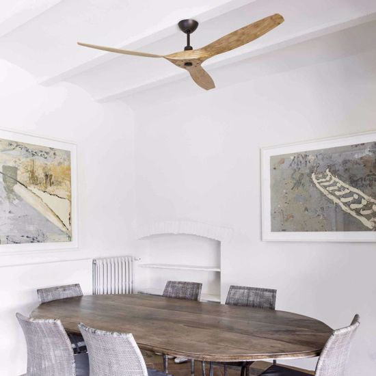 Ventilatore da soffitto con pale in legno pino chiaro per ambienti da 17mq