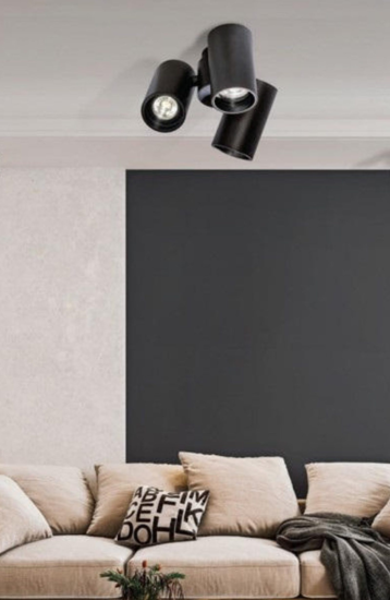 Plafoniera tre faretti orientabili nera moderna da soffitto