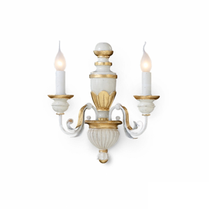 Firenze ap2 ideal lux applique classica bianco antico foglia oro 2 luci