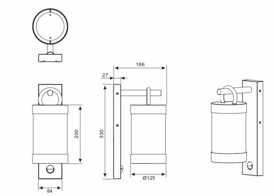 Applique da esterno con sensore di movimento crepuscolare antracite ip44