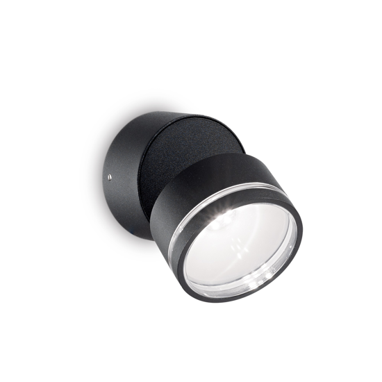 Omega ap round 4000k applique orientabile per esterno nero rotondo led 7w