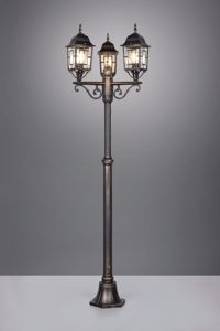Lampione alto da giardino classico antico 3 luci lanterne ruggine ip44