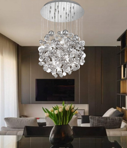 Bollicine ideal lux lampadario moderno bolle vetro e cromo 14 luci