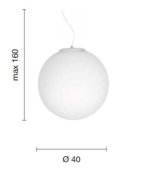 Lampadario per soggiorno sfera bianca vetro area ondaluce