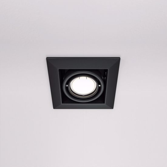 Faro da incasso per soffitto nero quadrato con cornice spot orientabile gu10