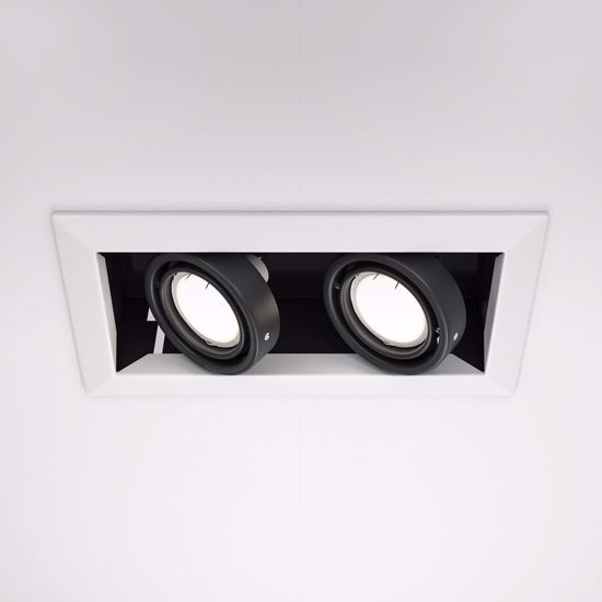 Cestello portafaretti da incasso a soffitto bianco rettangolare bianco 2 luci orientabili gu10