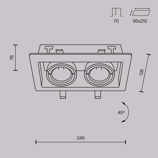 Cestello portafaretti da incasso a soffitto bianco rettangolare bianco 2 luci orientabili gu10