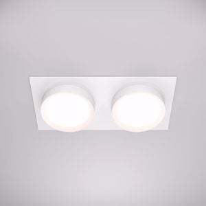 Faretto bianco due luci da incasso a soffitto cestello rettangolare gx53