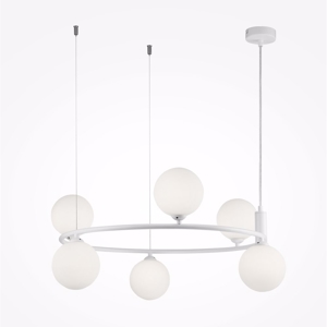 Maytoni lampadario per cucina moderna bianco circolare sfere vetro bianco