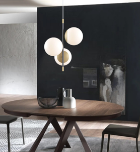 Lampadario oro nero per tavolo rotondo da soggiorno stile contemporaneo