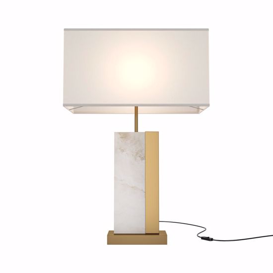 Lume lampada da tavolo elegante per salone marmo bianco finitura oro ottone