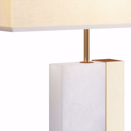 Lume lampada da tavolo elegante per salone marmo bianco finitura oro ottone