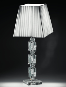 Lume di vetro cristallo inserti foglia argento lampada da salotto classico