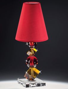 Lampada da tavolo design moderna di vetro cristallo ambra rosso