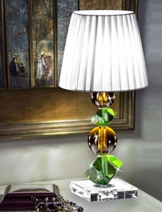 Lampada da tavolo di design in vetro cristallo ambra verde per soggiorno