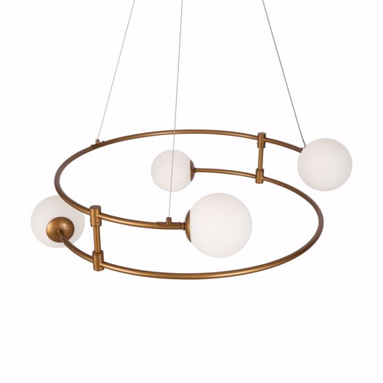 Lampadario moderno circolare oro per soggiorno salotto sfere vetro bianco